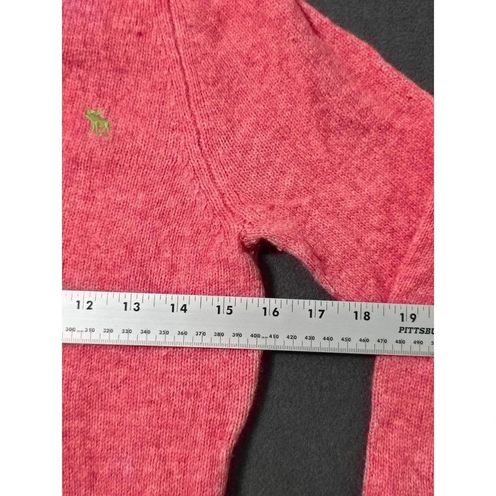 Abercrombie & Fitch Sweater Womens M Pink V-Neck Lamb's Wool Blend Pullover‎ Y2K